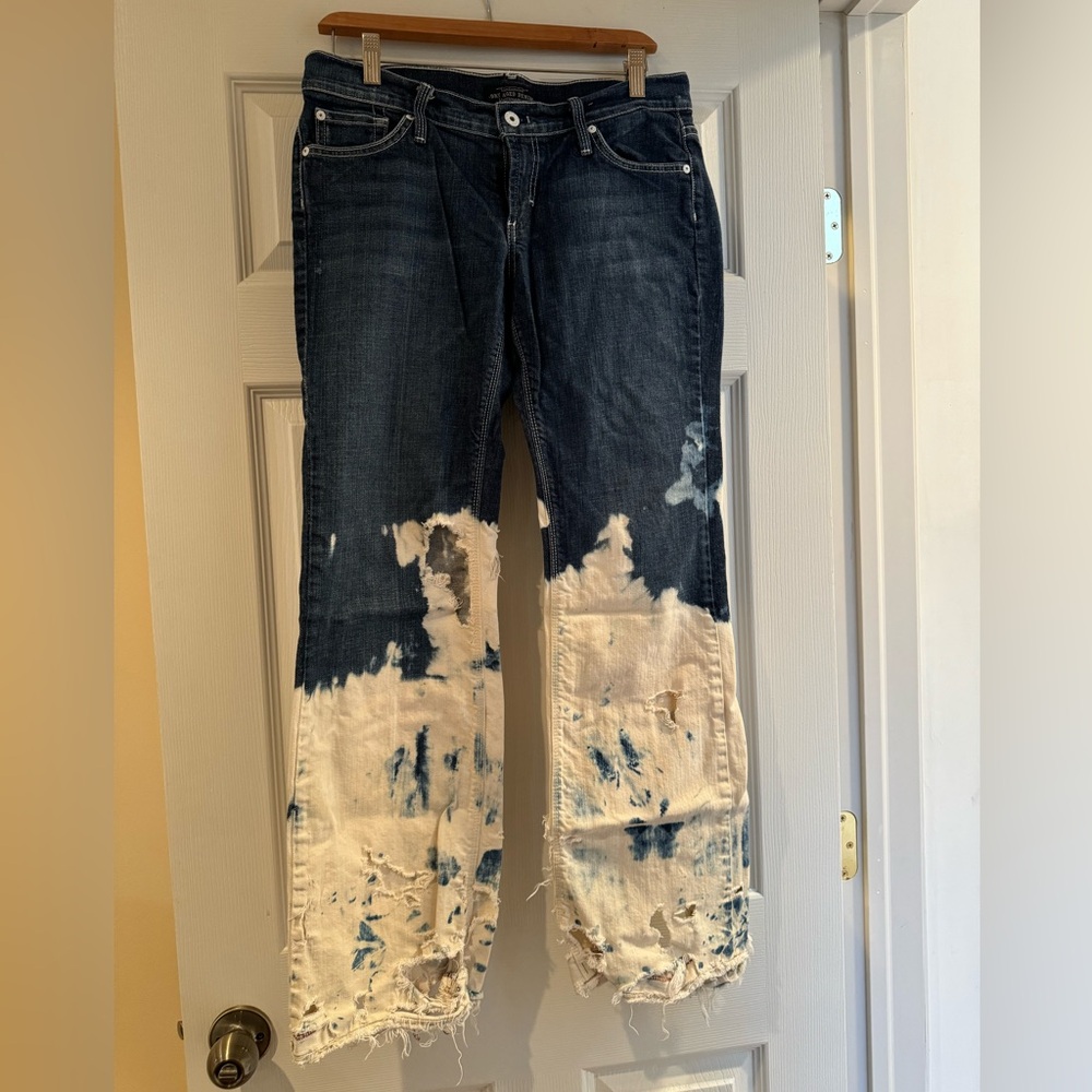 Customer dyed/ bleached dry aged denim size 10, James jeans USA